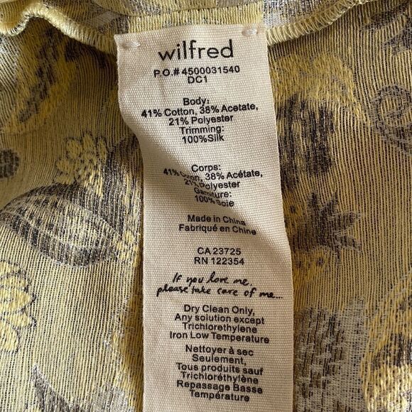 Aritizia Wilfred Flower Jacquard Yellow Silk Pull On Shorts Size 6 - Picture 11 of 12